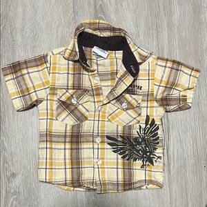 Plaid Kids Shirt with Embroidered Design